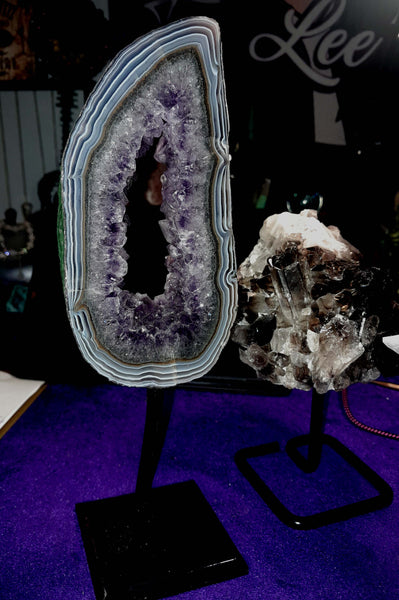 Pinstriped Amethyst Agate on Stand
