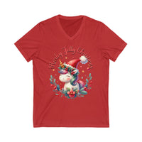 Harley Jolly Christmas - Unisex Jersey Short Sleeve V-Neck Tee