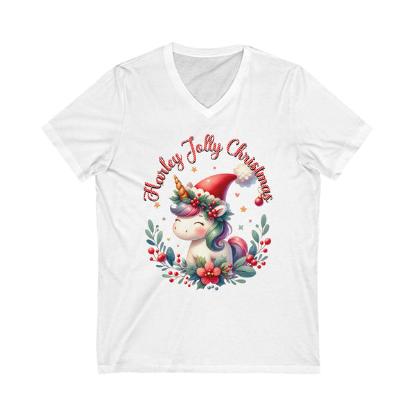 Harley Jolly Christmas - Unisex Jersey Short Sleeve V-Neck Tee