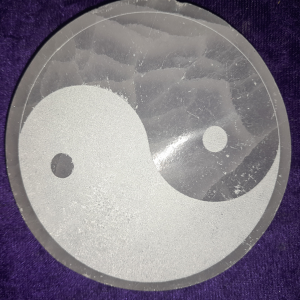 Selenite Yin Yang Plate